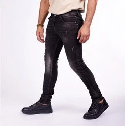Denim Distriqt Skinny-fit-Jeans Herren SLIM FIT Jeans im Used-Look mit Stretch Schwarz (1074)