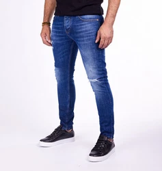 Denim Distriqt Skinny-fit-Jeans Herren SLIM FIT Jeans im Used-Look mit Stretch Blau (1033)