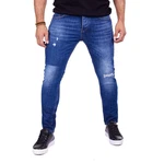 Denim Distriqt Skinny-fit-Jeans Herren SLIM FIT Jeans im Used-Look mit Stretch Blau (1033)