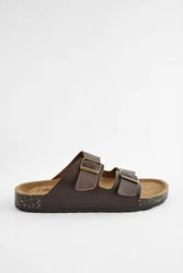 Next Ledersandalen mit zwei Schnallen Dunkelbraun/Braun