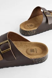Next Ledersandalen mit zwei Schnallen Dunkelbraun/Braun