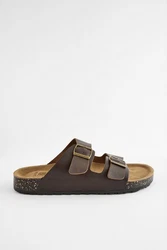 Next Ledersandalen mit zwei Schnallen Dunkelbraun/Braun