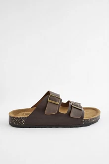 Next Ledersandalen mit zwei Schnallen Dunkelbraun/Braun