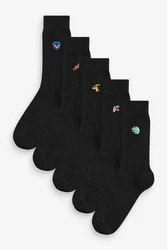 Next Socken mit Stickerei Schwarz