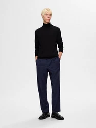 SELECTED HOMME Chinohose SLH190-REG TAPERED LEROY PLEAT PANT Dunkelblau/Blau/Hellblau