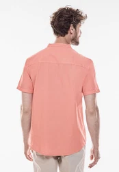 STREET ONE MEN Kurzarmhemd mit Knopfleiste Rosa/Rot/Orange