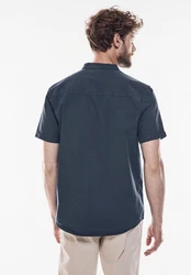 STREET ONE MEN Kurzarmhemd mit Knopfleiste Dunkelblau/Grau/Hellblau