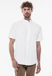 STREET ONE MEN Kurzarmhemd mit Knopfleiste Weiß/Creme