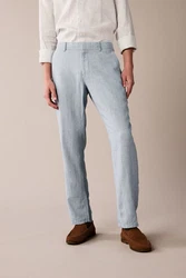 Next Strukturierte Hose aus Leinengemisch Hellblau/Blau