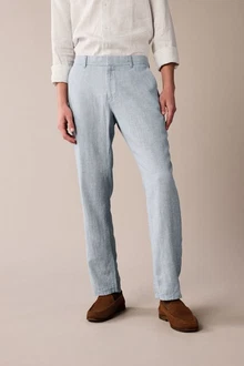 Next Strukturierte Hose aus Leinengemisch Hellblau/Blau