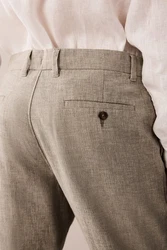 Next Strukturierte Hose aus Leinengemisch Khaki/Braun/Beige/Grau