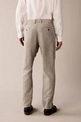 Next Strukturierte Hose aus Leinengemisch Khaki/Braun/Beige/Grau