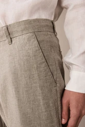 Next Strukturierte Hose aus Leinengemisch Khaki/Braun/Beige/Grau