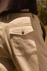 Next Strukturierte Hose aus Leinengemisch Khaki/Beige