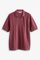 Next Poloshirt mit Kuba-Kragen (1-tlg) Dunkelrot/Bordeaux