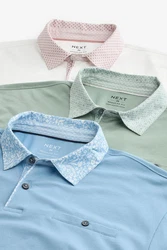 Next Poloshirt Poloshirts aus Jersey im 3er-Pack Hellgrün/Hellblau/Türkis/Blau/Dunkelgrün