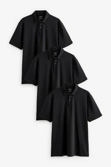 Next Poloshirt Poloshirts aus Jersey im 3er-Pack Schwarz