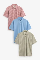 Next Poloshirt Poloshirts aus Jersey im 3er-Pack Mischfarben/Blau/Grün