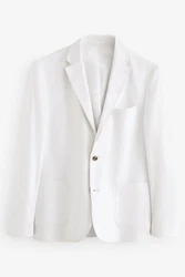 Next Leinensakko Sakko (1-tlg) Weiß/Creme/Grau