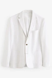 Next Leinensakko Sakko (1-tlg) Weiß/Creme/Grau