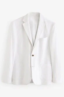 Next Leinensakko Sakko (1-tlg) Weiß/Creme/Grau