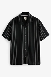 Next Kurzarmhemd Jersey-Hemd Schwarz