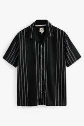 Next Kurzarmhemd Jersey-Hemd Schwarz
