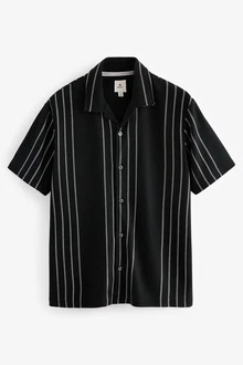 Next Kurzarmhemd Jersey-Hemd Schwarz