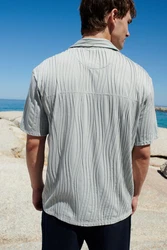 Next Kurzarmhemd Jersey-Hemd Grau/Blau