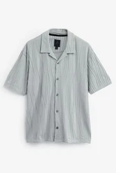 Next Kurzarmhemd Jersey-Hemd Grau/Blau
