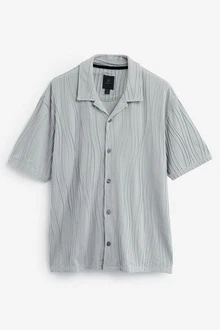 Next Kurzarmhemd Jersey-Hemd Grau/Blau