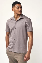 Next Kurzarmhemd Jersey-Hemd Hellgrau/Grau/Lila/Beige/Braun