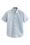 Next Regular Fit Kurzarmhemd mit Print Hellblau/Blau/Grau