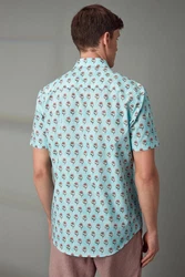 Next Kurzarmhemd Regular Fit mit Print Grün/Blau/Türkis