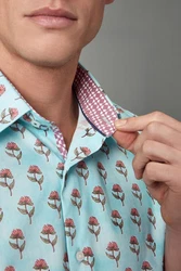 Next Kurzarmhemd Regular Fit mit Print Grün/Blau/Türkis