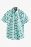 Next Kurzarmhemd Regular Fit mit Print Grün/Blau/Türkis