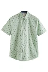 Next Kurzarmhemd Regular Fit mit Print Grün/Hellgrün/Dunkelgrün