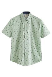 Next Kurzarmhemd Regular Fit mit Print Grün/Hellgrün/Dunkelgrün