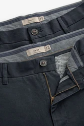 Next Chinohose Straight Fit Chinohose (2-tlg) Dunkelblau/Dunkelgrau