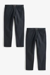Next Chinohose Straight Fit Chinohose (2-tlg) Dunkelblau/Dunkelgrau