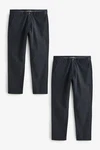Next Chinohose Straight Fit Chinohose (2-tlg) Dunkelblau/Dunkelgrau