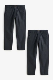 Next Chinohose Straight Fit Chinohose (2-tlg) Dunkelblau/Dunkelgrau