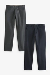 Next Chinohose Straight Fit Chinohose (2-tlg) Dunkelblau/Dunkelgrau/Grau