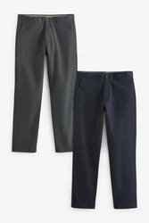 Next Chinohose Straight Fit Chinohose (2-tlg) Dunkelblau/Dunkelgrau/Grau