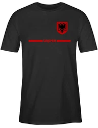 Shirtracer T-Shirt Albanien Trikot Wappen Shqipri Fan-Motiv Fussball EM Fanartikel Rot/Dunkelrot/Grau/Schwarz