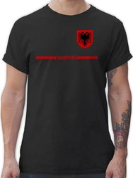 Shirtracer T-Shirt Albanien Trikot Wappen Shqipri Fan-Motiv Fussball EM Fanartikel Rot/Dunkelrot/Grau/Schwarz