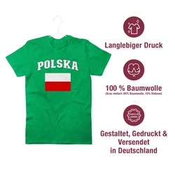 Shirtracer T-Shirt Polska Schriftzug mit Flagge, Polen, Poland, Polnisch Fußballem Fanartikel Grün
