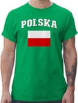 Shirtracer T-Shirt Polska Schriftzug mit Flagge, Polen, Poland, Polnisch Fußballem Fanartikel Grün
