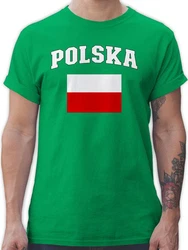 Shirtracer T-Shirt Polska Schriftzug mit Flagge, Polen, Poland, Polnisch Fußballem Fanartikel Grün