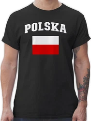 Shirtracer T-Shirt Polska Schriftzug mit Flagge, Polen, Poland, Polnisch Fußballem Fanartikel 